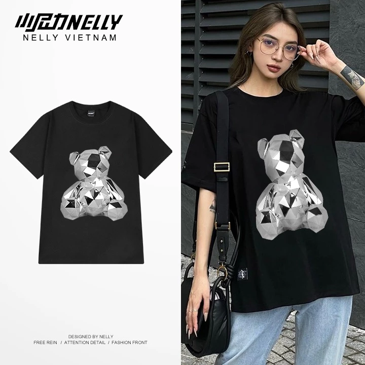 Áo thun NELLY Cotton 260gsm Premium - Mental Bear Tay Lỡ Form Rộng Nam Nữ