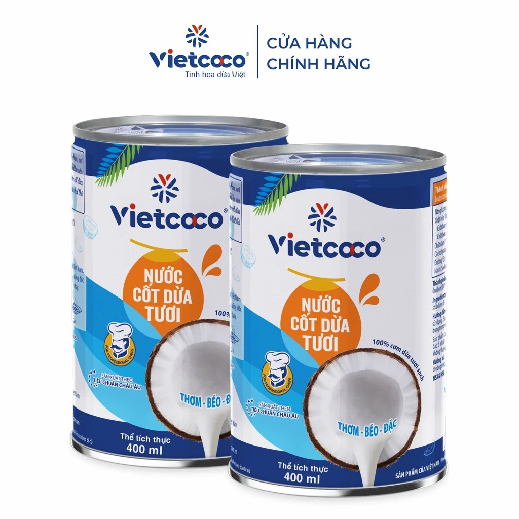 [COMBO 2 LON] Nước cốt dừa tươi Vietcoco - Lon 400ml