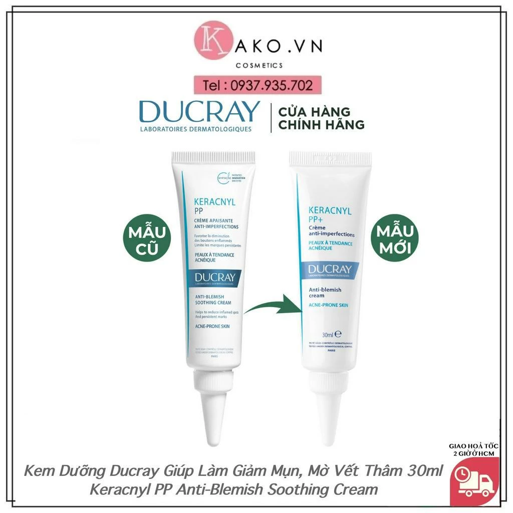 Kem Dưỡng Ducray Giúp Làm Giảm Mụn, Mờ Vết Thâm 30ml Keracnyl PP Anti-Blemish Soothing Cream 30ml