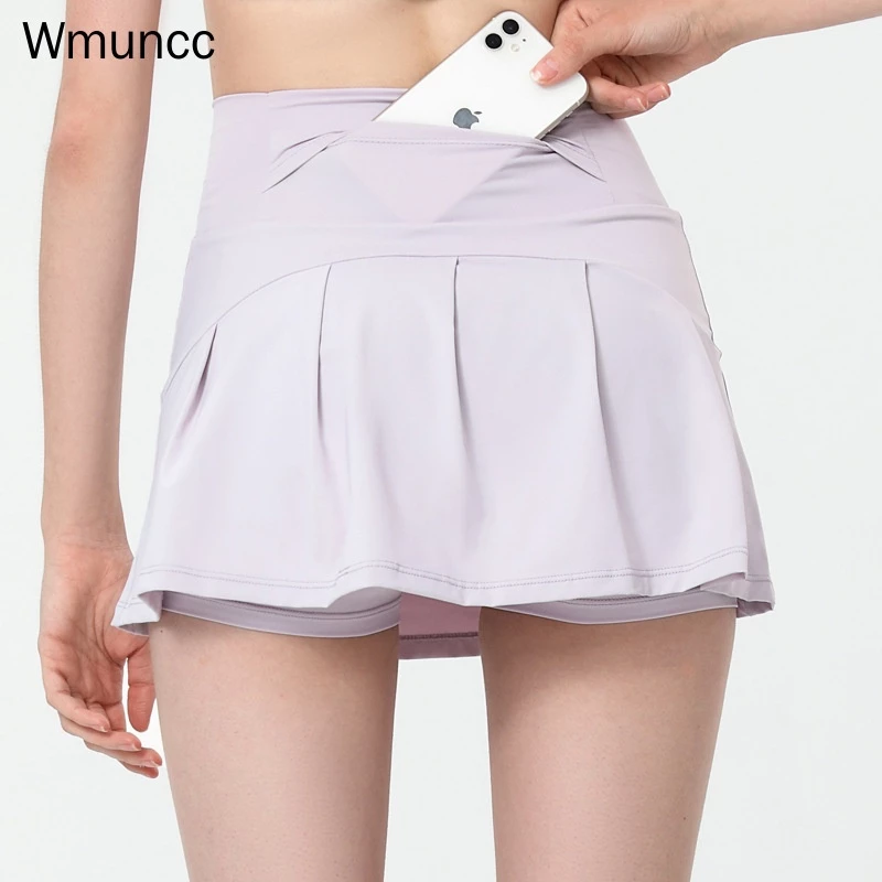 Wmuncc 2026 Quần Short Giả Váy Giả Hai Lớp Lưng Cao Dáng Rộng Khô Nhanh Chống Chói Cho Nữ Tập Yoga / Thể Thao / Chạy Bộ