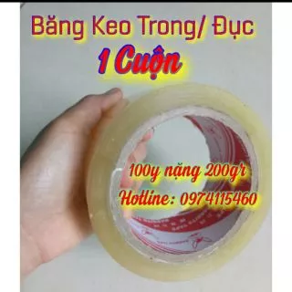 Băng keo 100 yard trong/ đục (200gr/cuộn)