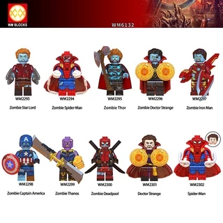 Minifigures Mẫu Nhân Vật  DC MCU Người Nhện Spiderman Thor Thanos Phiên Bản Zombie WM6132