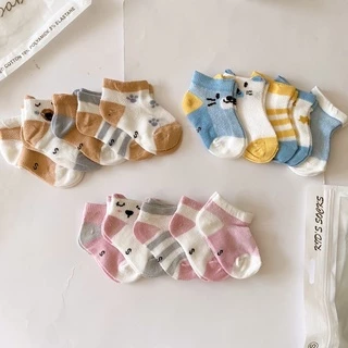 Tất Chân Trẻ Em ,Sét 5 đôi tất lưới điều hoà kids sock thu đông cho bé trai bé gái