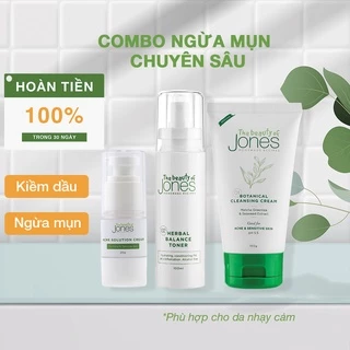 Combo giảm mụn chuyên sâu da mụn nhạy cảm The Beauty of Jones, Bộ kit sample 10-15 ngày