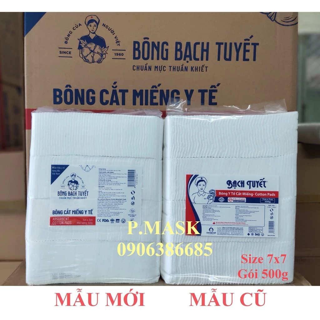 Bông Bạch Tuyết - Bông Y Tế Cắt Miếng 500gr ( Hàng chính hãng )