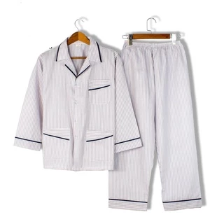 Bộ đồ nam trung niên mặc nhà chất vải cotton mềm mát loại bộ đồ nam trung niên dài tay sọc  phù hợp cho người lớn tuổi