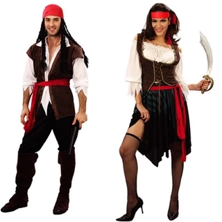 Trang phục Cướp biển cho Phụ nữ Đàn ông Người lớn Halloween Nam Thuyền trưởng Jack Sparrow Trang phục Cướp biển vùng Caribbean Bộ quần áo Cosplay