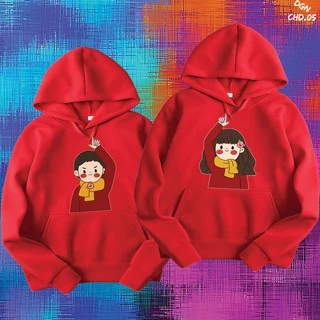 ÁO HOODIE ĐÔI TÌNH YÊU MÀU ĐỎ CHD.05