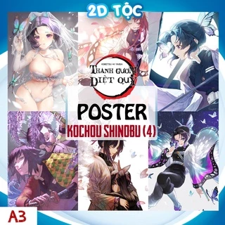 Tranh poster A3 Kochou Shinobu  (4) Anime Manga Kimetsu No Yaiba chất liệu giấy cao cấp - 2D Tộc Shop