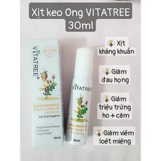 (Date 2026) Xịt keo ong Vitatree 30ml, Vitatree Super Propolis with Honey ( mẫu mới 30ml)