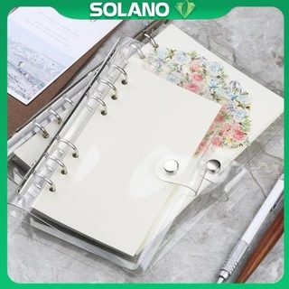 Bìa sổ còng binder SOLANO sổ còng size A5 A6 trong suốt 6 lỗ phụ kiện chia giấy, túi đựng tiện dụng SN-001342