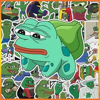 Set 50 cái Sticker Ếch Xanh Pepe chống nước, Hình dán ếch Pepe meme, Decal Pepe dán vali, điện thoại, mũ bảo hiểm