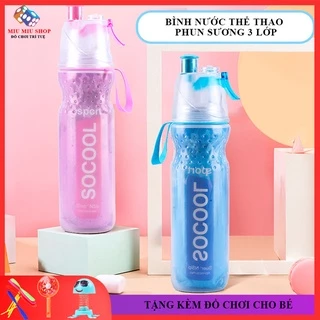 [Giảm giá sock] Bình nước phun sương thể thao dung tích lớn , 2 trong 1 giữ nhiệt tốt, tiện lợi dễ sử dụng