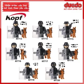 Minifigures lính SWAT đặc nhiệm full trang bị kèm chó nghiệp vụ - Đồ chơi Lắp ghép Xếp hình Mô hình Mini Kopf KF6067