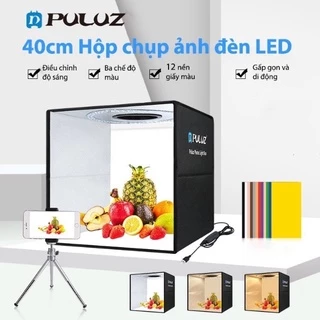 Hộp chụp ảnh sản phẩm 40x40cm hộp chụp sản phẩm puluz 3 nhiệt độ màu kèm 12 phông nền