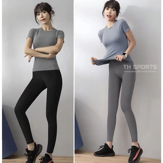 Bộ Quần Áo Tập Gym Yoga Nữ TH001 - Bộ Áo Ngắn Tay Fit Dáng Quần Legging Dài Nâng Mông Đồ Tập Gym Yoga Nữ TH SPORT