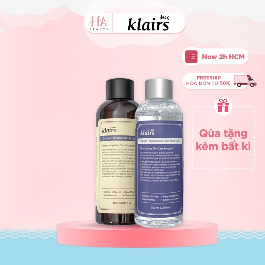 Nước hoa hồng Klairs Supple Preparation Unscented Toner 180ml