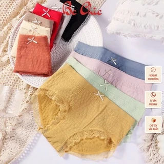 Quần lót nhăn Q 102 viền ren đính nơ thông hơi co giãn kháng khuẩn BC_CHIC LINGERIE