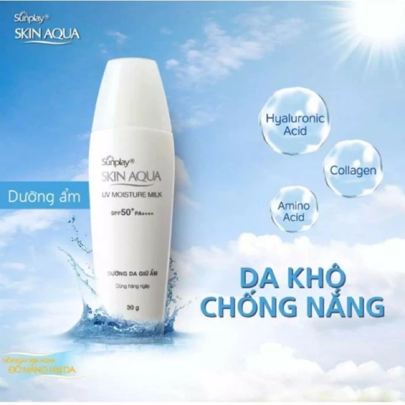 Kem chống nắng Sunplay Skin Aqua UV Moisture Milk (Nắp trắng) - Tuýp 30gr