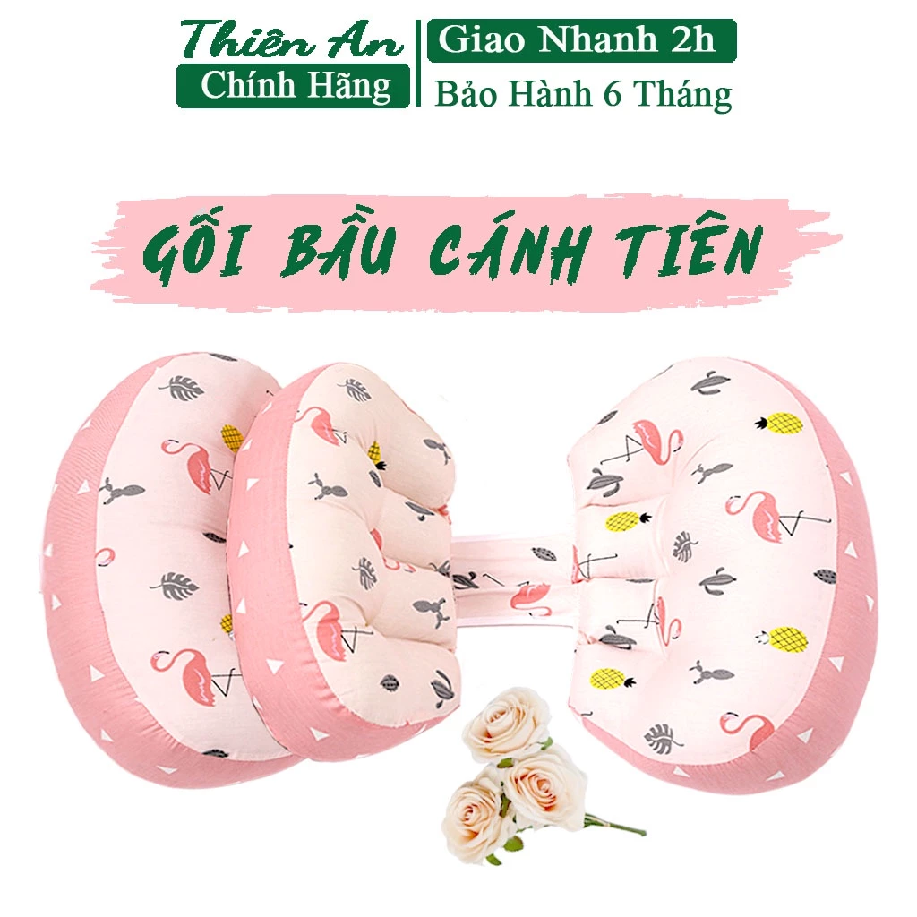 Gối bầu cánh tiên Thiên An, gối bà bầu, nâng đỡ bụng, hỗ trợ giảm đau lưng, dễ ngủ