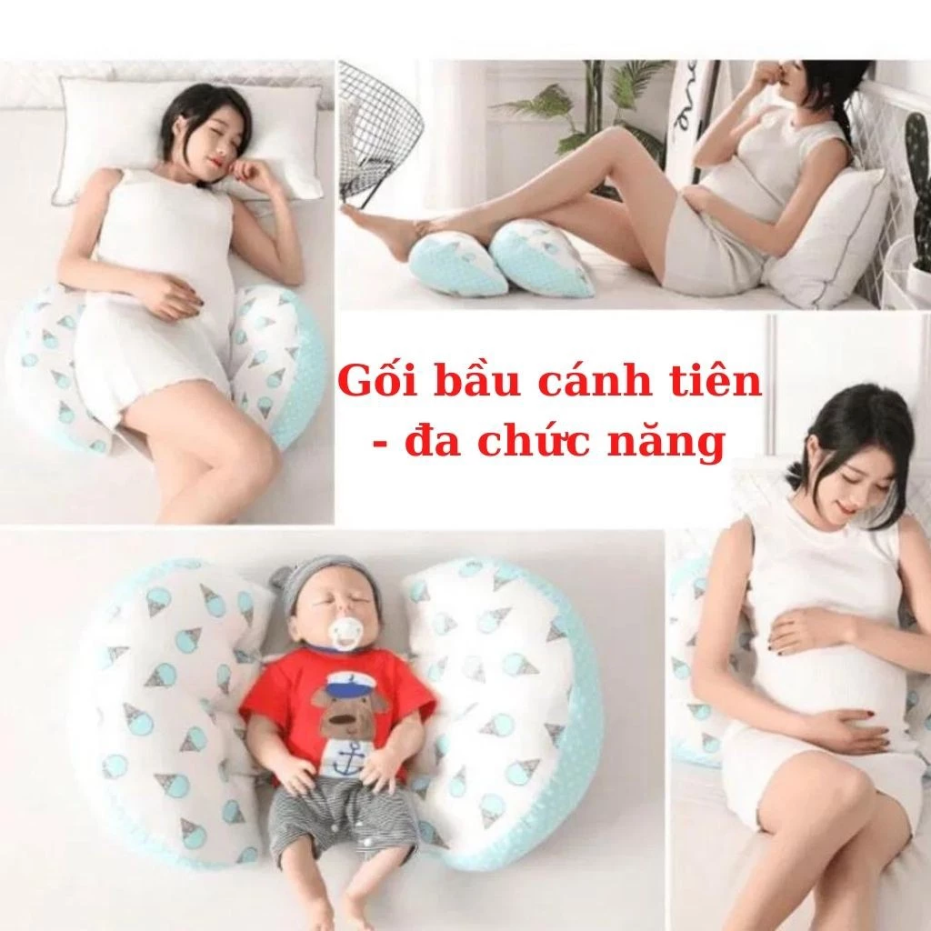 Gối Bầu Cánh Tiên [Ảnh Thật] Nâng Đỡ Bụng Bầu, Giúp Mẹ Bầu Ngủ Ngon, Giảm Đau Lưng