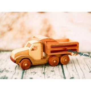Đồ chơi thông minh xe ben gỗ - đồ chơi gỗ cho bé - xe ben đồ chơi - xe gỗ