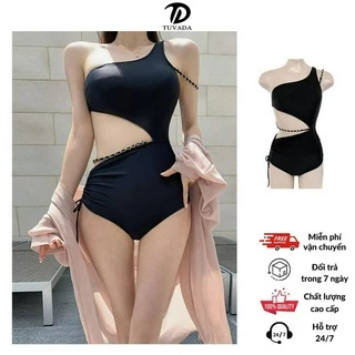 Bikini 1 mảnh liền thân Tuvada, đồ bơi nữ khoét eo lệch vai, áo tắm đi biển cao cấp - BKE02