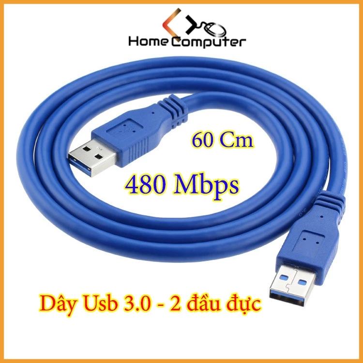 Dây Nối USB 3.0 - 2 Đầu Đực 60cm Truyền Tín Hiệu Lên Tới 480Mbps - HomeComputer