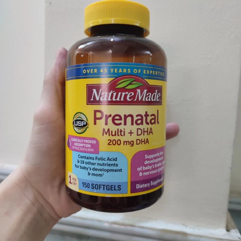 (2025)Viên uống bổ sung Vitamin cho bà bầu Nature Made Prenatal Multi 150v mỹ