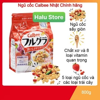 [DATE MỚI] Ngũ cốc Calbee ăn kiêng giảm cân Nhật Bản mix sữa chua trái cây hoa quả dùng ăn sáng -Gói Calbee đỏ 750g