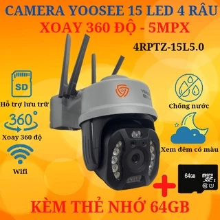 Camera Yoosee PTZ 5.0 mẫu 4 râu 15 LED (gray) - Xem đêm có màu, đàm thoại 2 chiều, hàng chính hãng, bảo hành 12 tháng