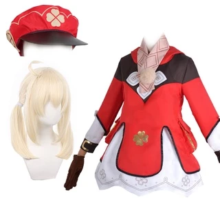 HOLOUN Genshin Impact Klee Game Anime Cosplay Wig Headwear With Hat Fancy Dress Halloween Costume Christmas Drag Party Gift Bộ Tóc Giả Hóa Trang Nhân Vật