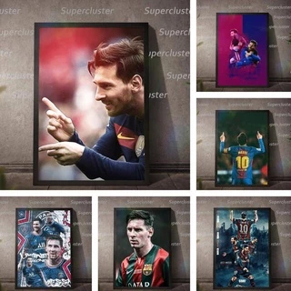 Tranh Treo Tường Vải Canvas Hình Cầu Thủ Messi Độc Đáo