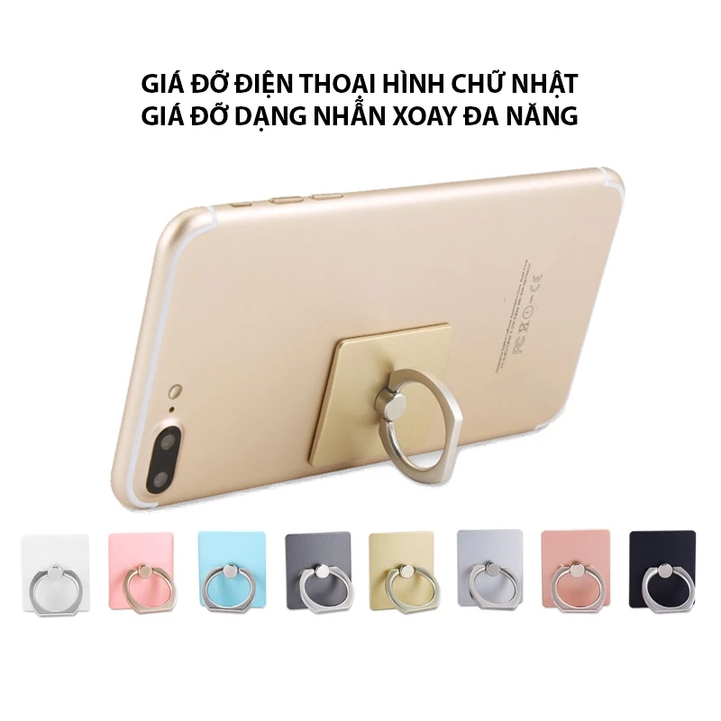 Giá Đỡ Điện Thoại Hình Chữ Nhật Sang Trọng, Giá đỡ Dạng Nhẫn Xoay Đa Năng Bằng Hợp Kim