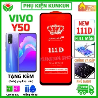 Kính Cường Lực Vivo Y50 - Siêu mượt - Dán Full màn hình 111D - Độ cứng 10H - Độ trong suốt điện thoại cực cao