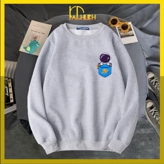 Áo sweater in phi hành gia logo ngực, vải nỉ mềm mịn nhiều màu lựa chọn