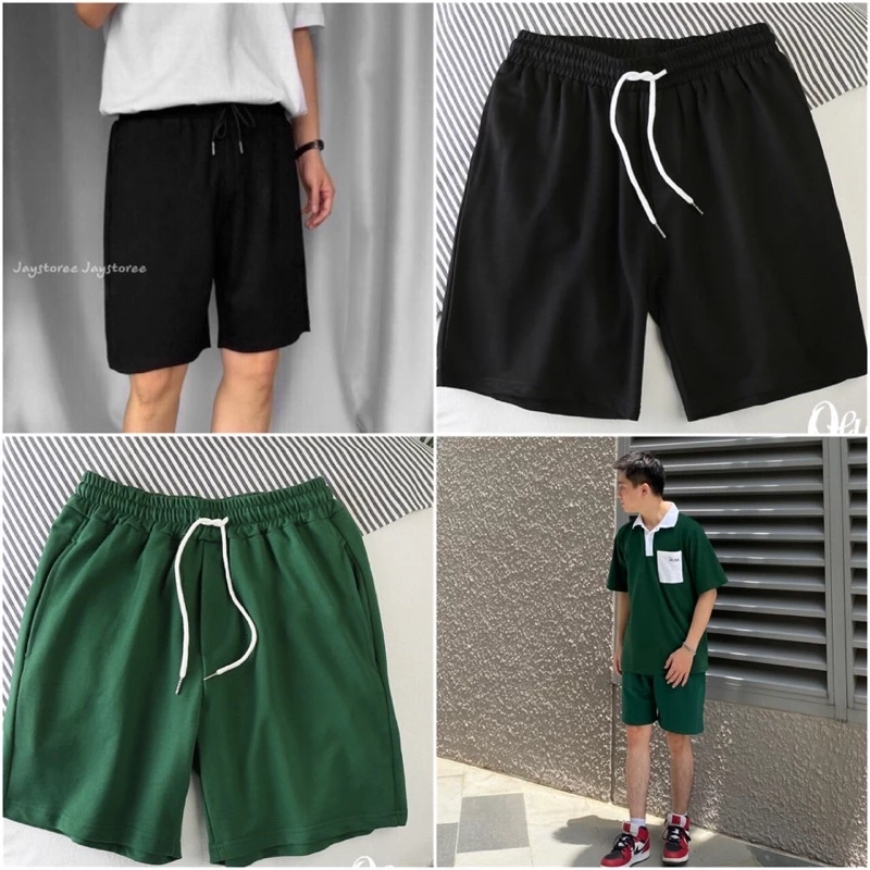 Quần SHORT THUN TRƠN form nam nữ unisex - Đen/xanh❤️FREESHIP❤️Quần short ngố thun Nam nữ - Jaystoree