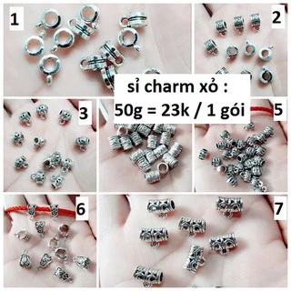 Charm bạc cổ lùa - xỏ ngang : 50g / gói = 23k [ sỉ charm giá rẻ ]