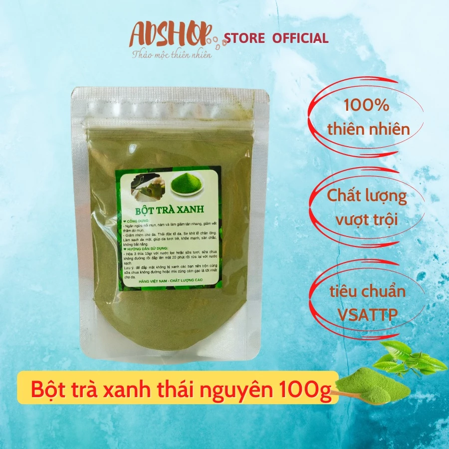 Bột Trà Xanh Thái Nguyên 100g Hợp Cho Mọi Làn Da,Làm Đẹp