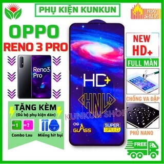 Kính Cường Lực Oppo Reno 3 Pro - Full màn hình - Vuốt siêu mượt - Bảo vệ màn hình chịu được va đập tốt - Độ sáng HD+