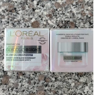 (15ml ) Bộ kem ngày đêm dưỡng sáng mờ thâm L'Oreal Paris Glycolic Bright Glowing Cream Day SPF 17