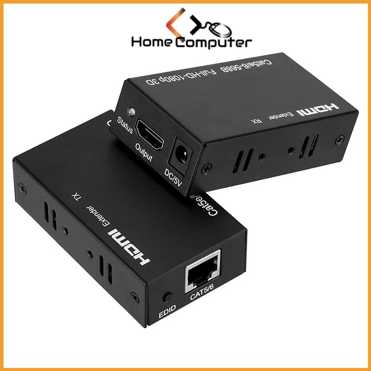 Bộ chuyển HDMI to LAN 1080p - 2K*4K 60m, bộ kéo dài tín hiệu hdmi qua dây mạng lan 60m. Home Computer