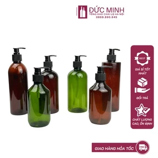 Chai chiết dầu gội xanh, nâu, chai 300ml, chai 500ml nhựa pet cứng [GIÁ Sỉ/ LẺ]