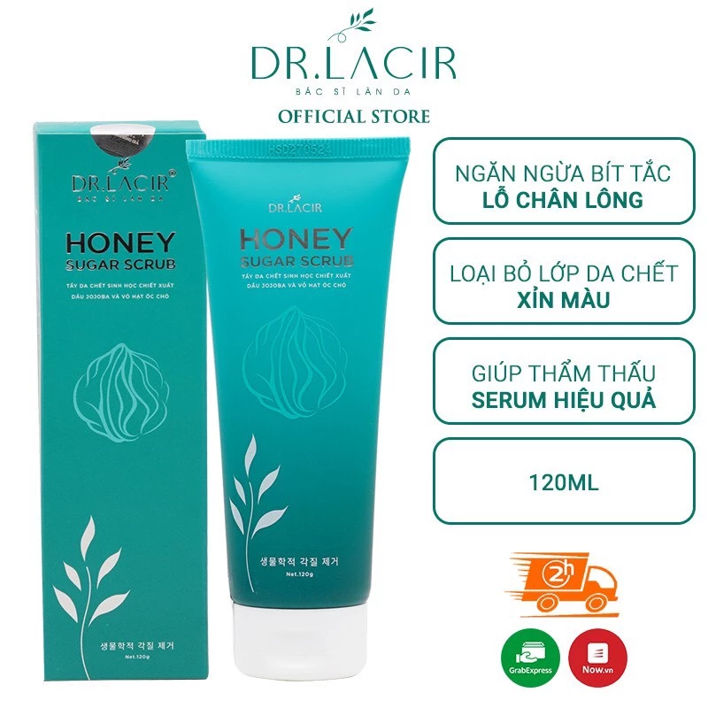 Tẩy Da Chết Sinh Học Drlacir Chai 120gram,Giúp đào thải bụi bẩn,làm sạch da,Hỗ trợ loại bỏ bã nhờn,ngừa bít tắc