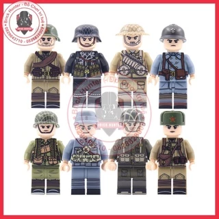 Xếp hình Army WW II Minifigures mô hình lắp ráp Lính Mỹ Anh Đức Nhật Trung Quốc thời thế chiến 2