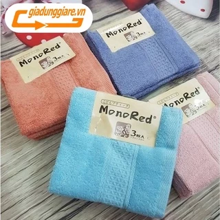 Set 3 khăn mặt MONO RED xuất Nhật kích thước 34 x 34cm - 100% cotton dày dặn mềm mại (Mầu ngẫu nhiên) - giadunggiare.vn