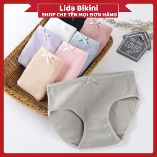 Quần Lót Nữ Cotton gân tăm kháng khuẩn thoáng mát tôn dáng đính nơ xinh Lida bikini MÃ A08