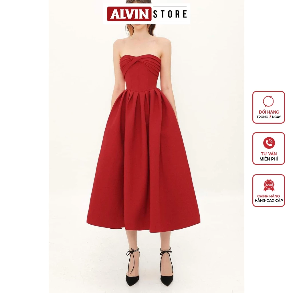 Đầm Xòe Cúp Xếp Ly Ngực Và Eo Hợp Đi Tiệc Alvin Store 2923
