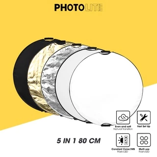 Tấm hắt sáng tròn 5 trong 1 80 cm Photolite PA062 vàng/bạc/trắng/xuyên/đen gấp gọn hỗ trợ chụp ảnh nhanh chóng
