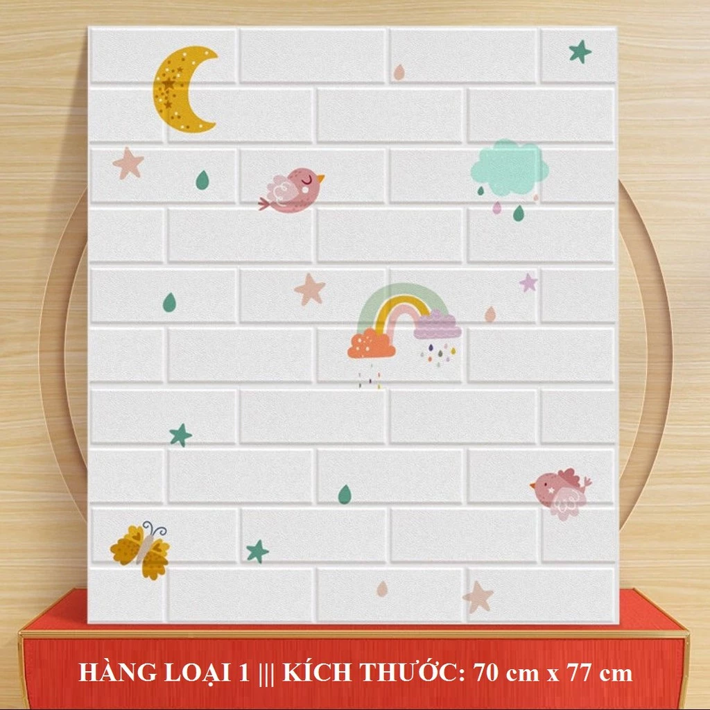 COMBO 4 Xốp Dán Tường Cầu Vòng Kích Thước 70*77 dày 3.5mm